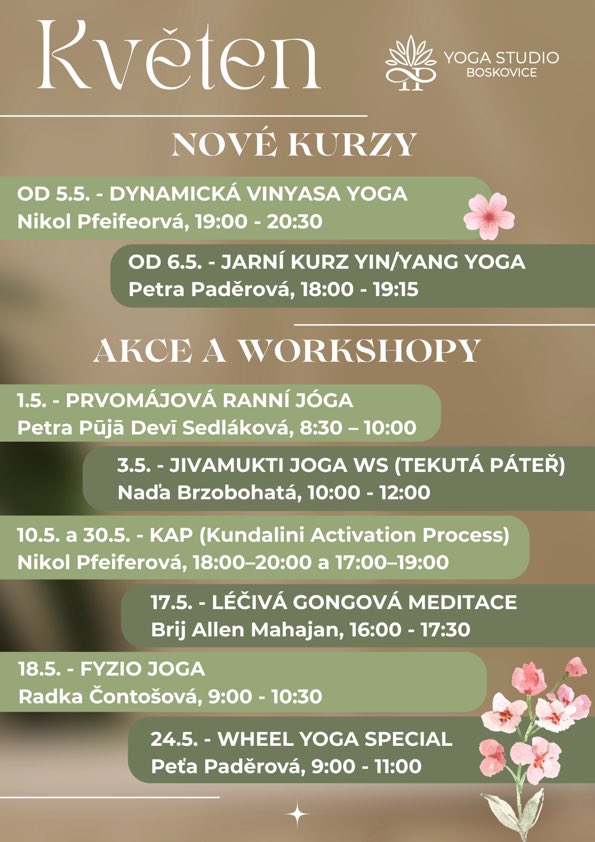 Květen kurzy jógy