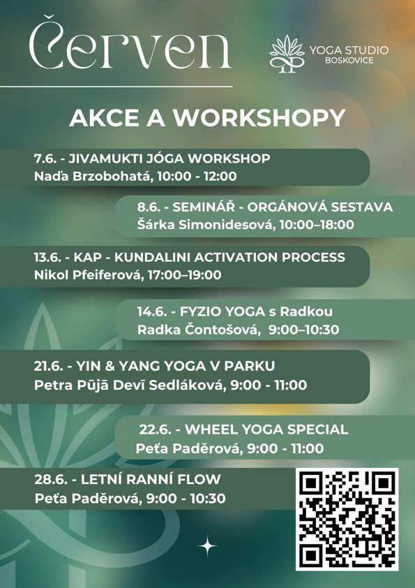 Červen v Yoga studiu Boskovice